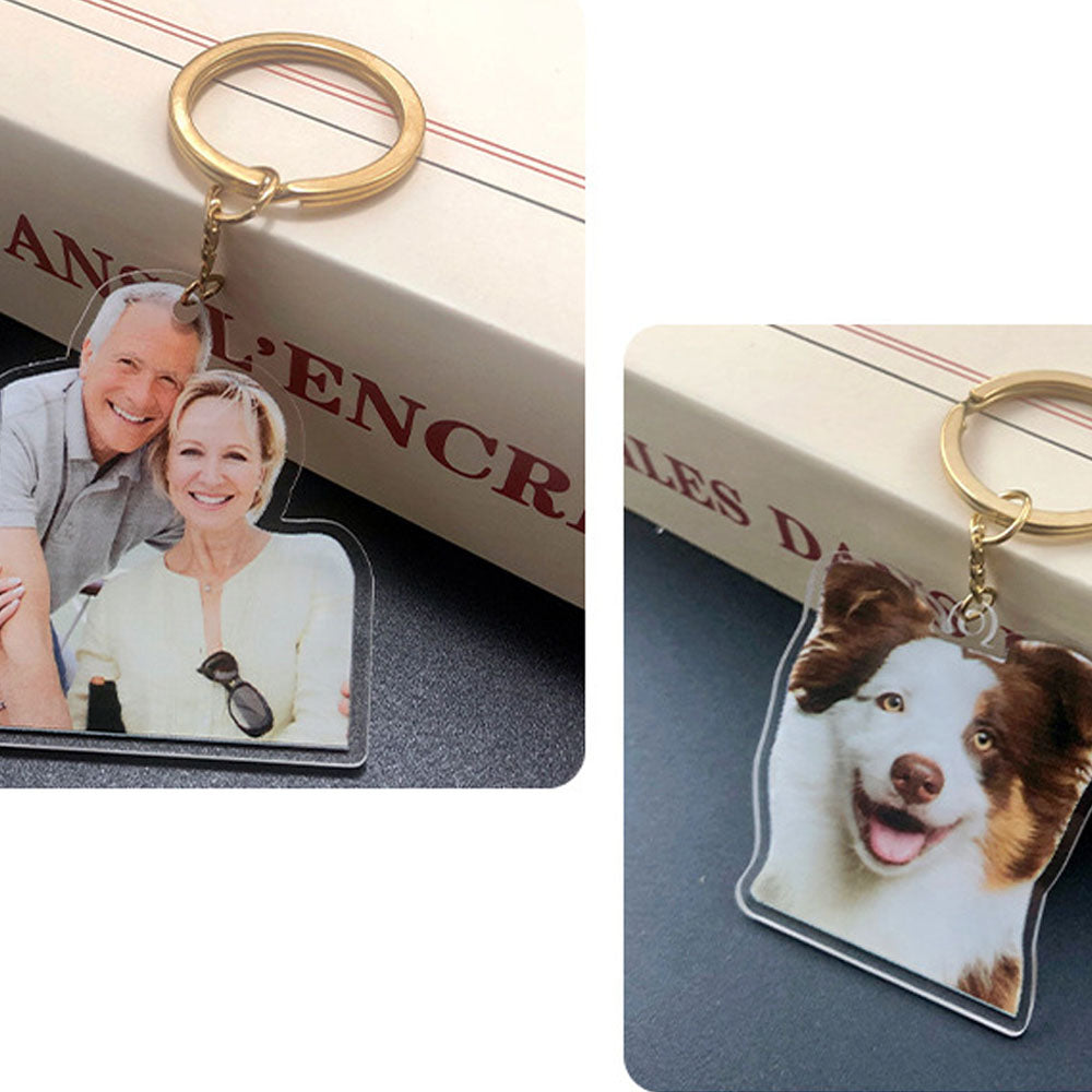 Custom Photo Acrylic Keychain, Personalized Picture Portrait Keyring