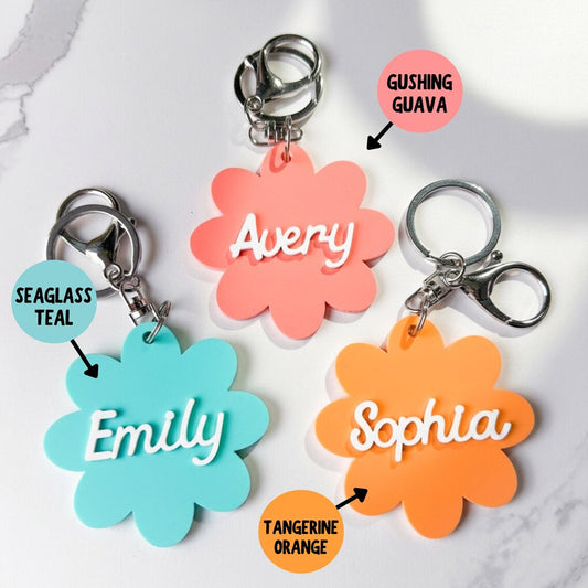 Custom Flower Name Keychain