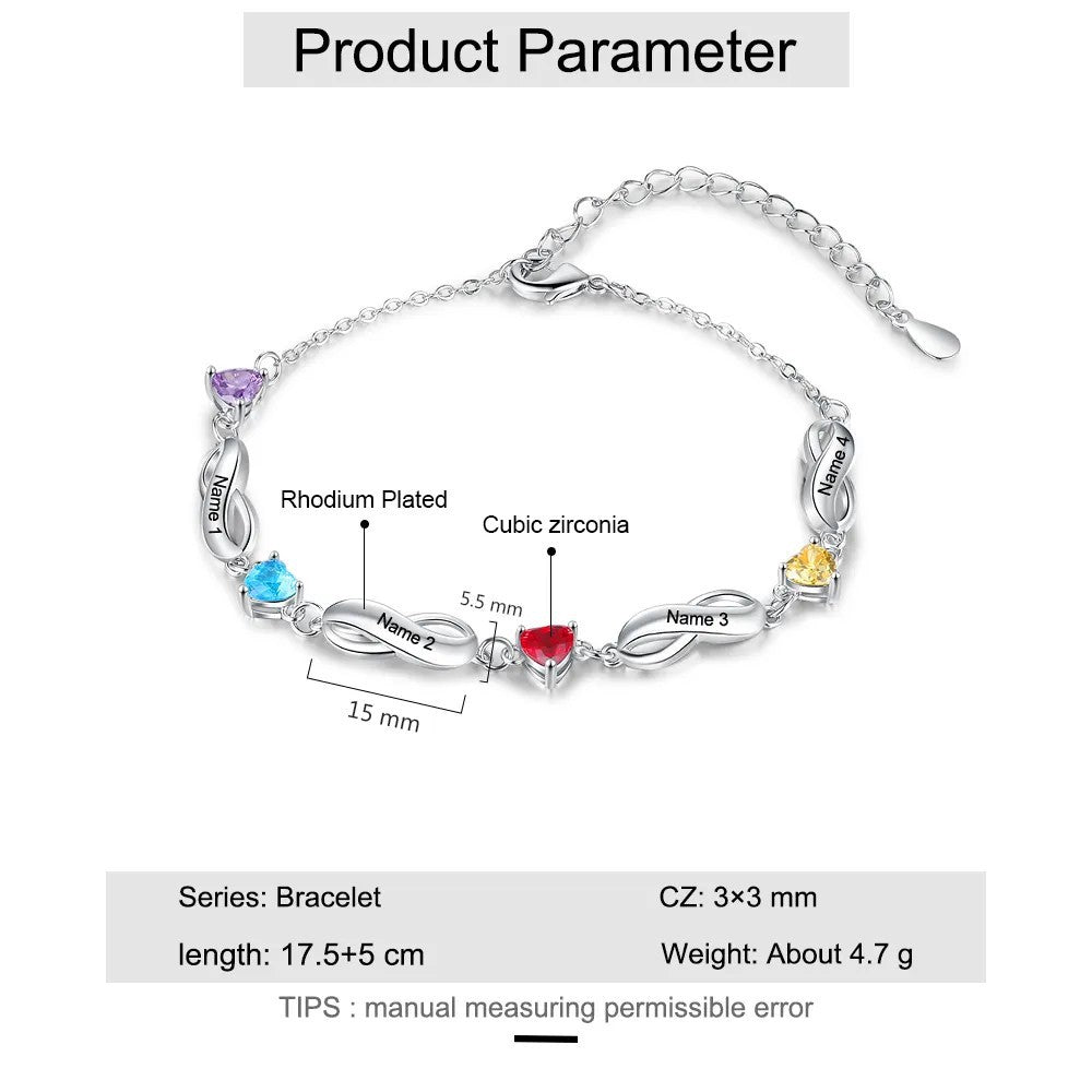 Official parameter and size measurement diagram of silver plated brass engraved heart zircon bracelet