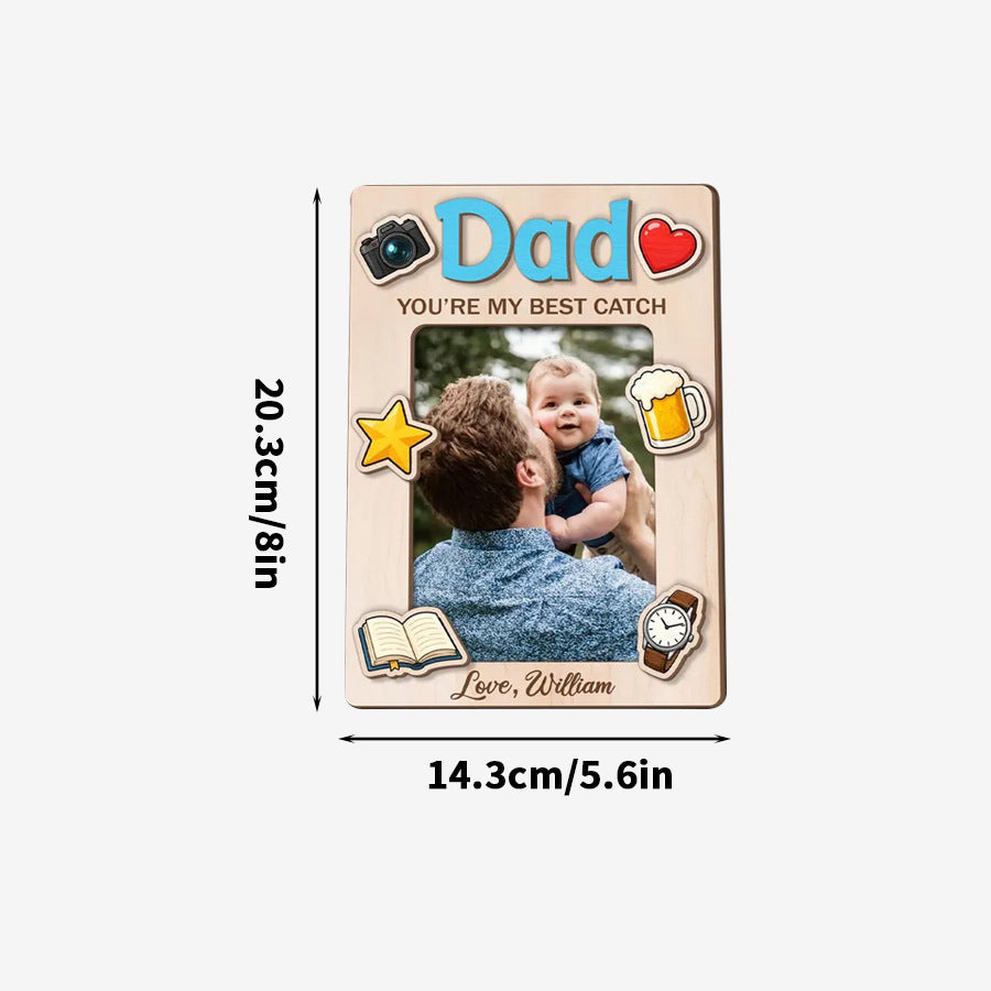 Personalized Dad Wooden Photo Frame Custom Name Picture Frame