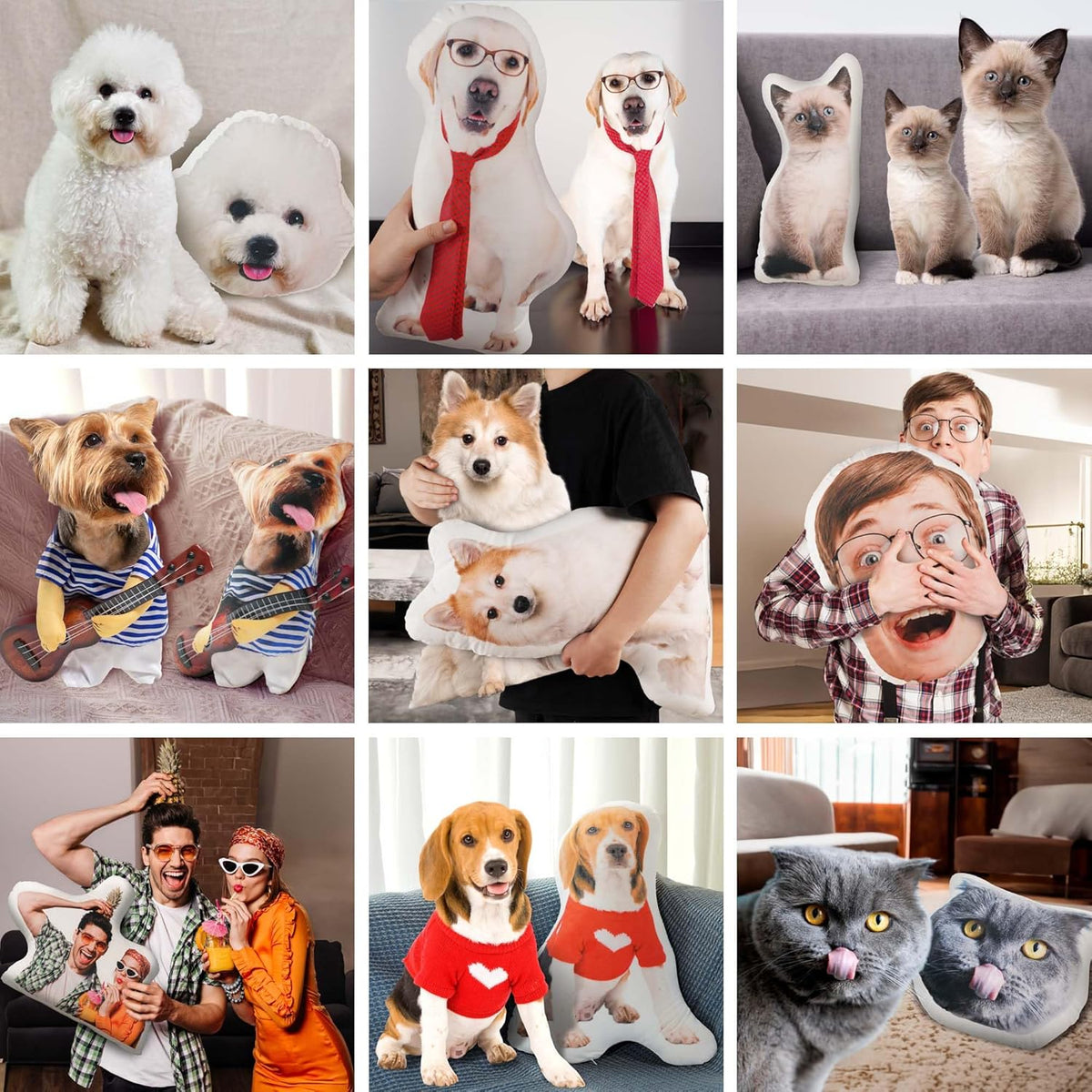 Pet & human personalized shaped pillow styles gallery collage