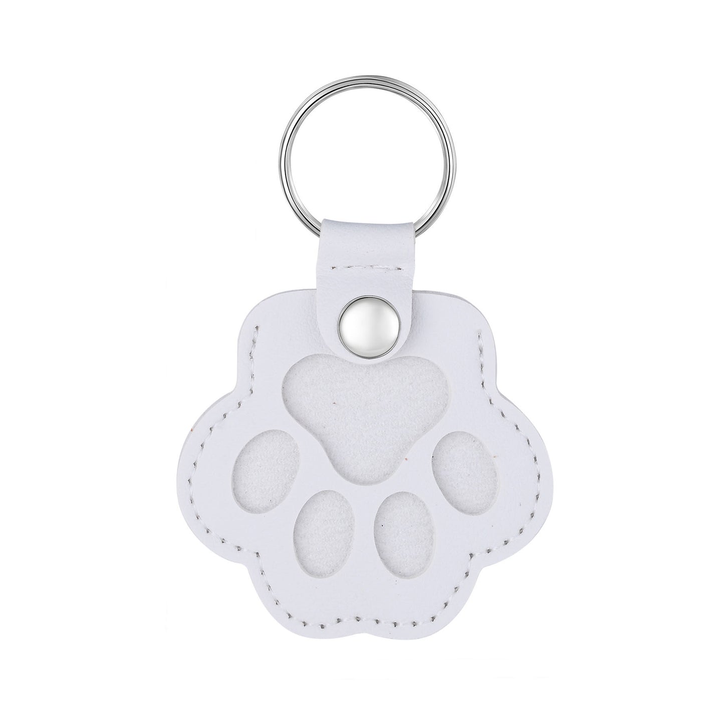Paw Print PU Leather Pet Memorial Keychain for Custom Engraving