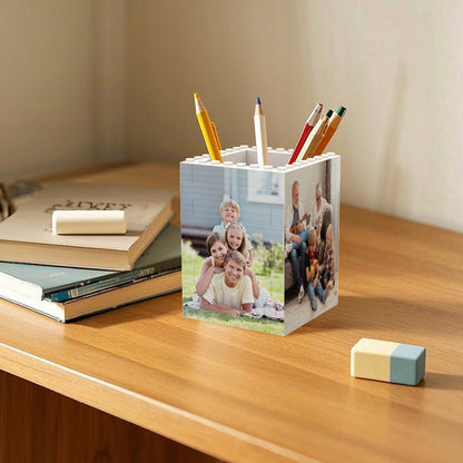 Personalized Building Brick Block Puzzle Photo Pencil Pot Custom Pen Holder