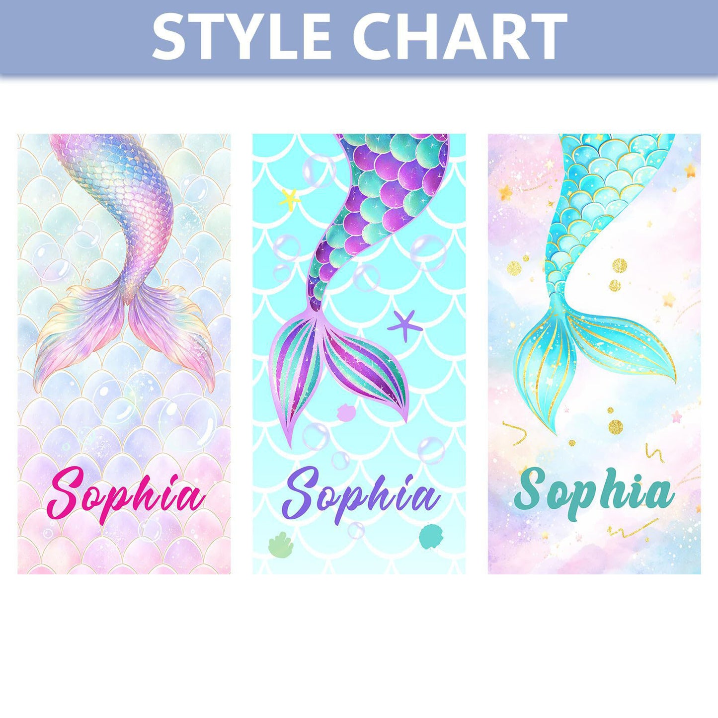 Personalized Mermaid Tail Beach Towel Custom Name Kids Microfiber Pool Towel