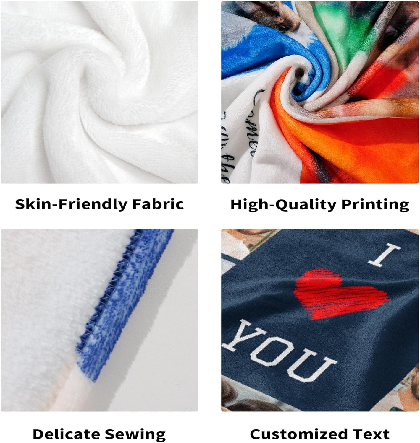 Custom Blankets with Photos Text Personalized Blanket Soft Flannel