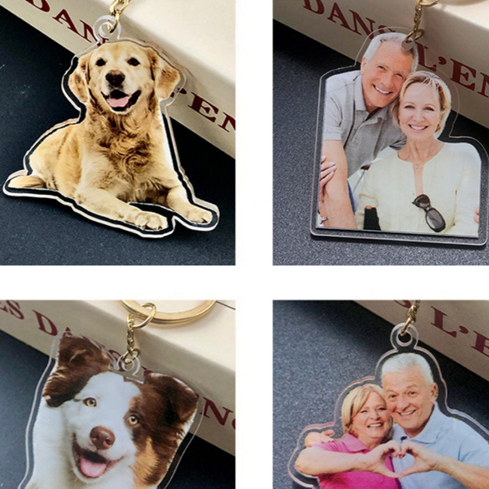 Custom Photo Acrylic Keychain, Personalized Picture Portrait Keyring