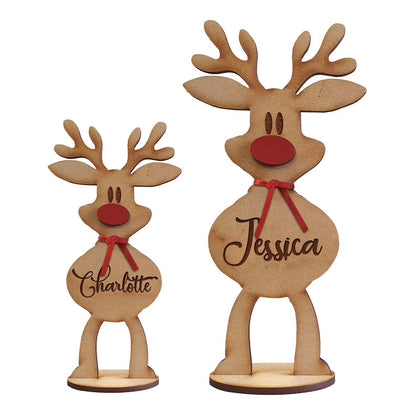 2 pack personalized wooden reindeer custom name