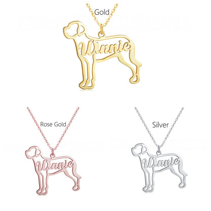 3 Tone Gold Rose Silver Custom Dog Breed Name Necklace Personalized Pet Silhouette Jewelry Multiple Color Options