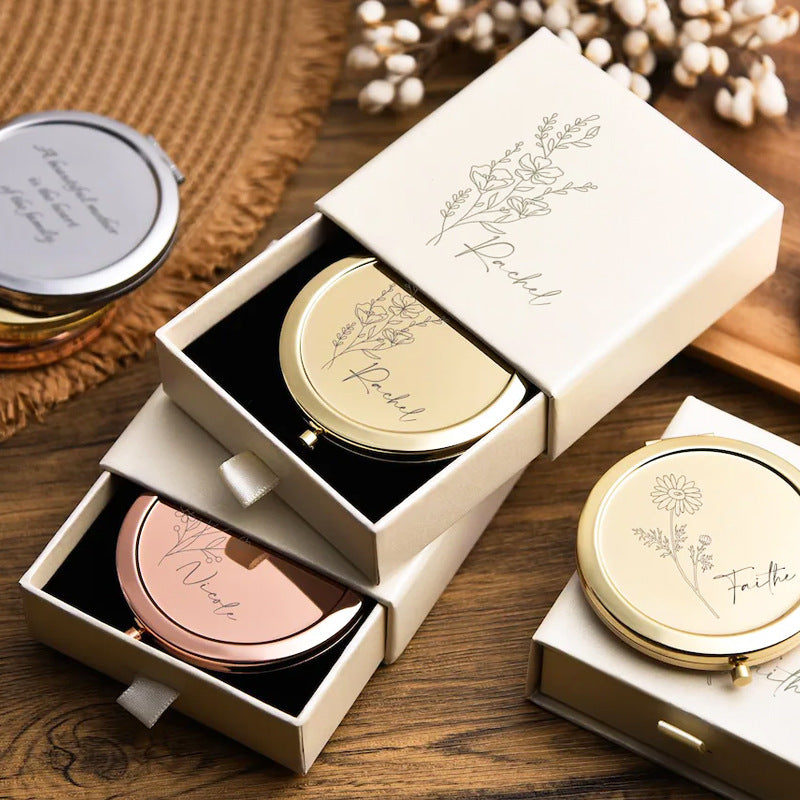 Personalized Compact Mirror with Engraving Custom Makeup Mirror Foldable Pocket Mirror