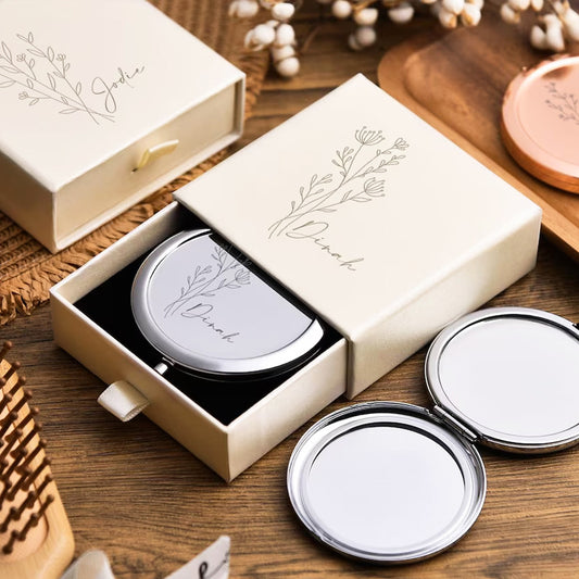 Personalized Compact Mirror with Engraving Custom Makeup Mirror Foldable Pocket Mirror