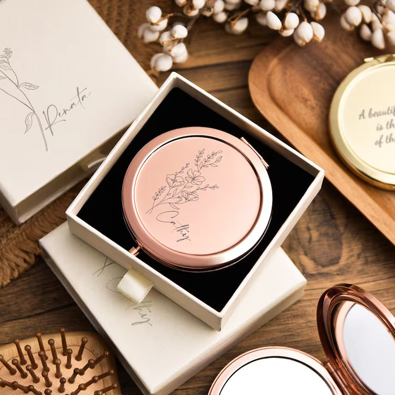 Personalized Compact Mirror with Engraving Custom Makeup Mirror Foldable Pocket Mirror