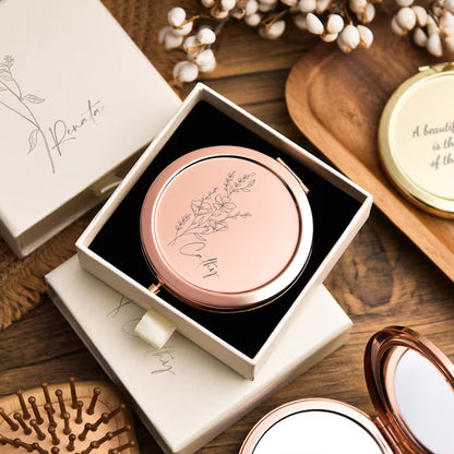 Personalized Compact Mirror with Engraving Custom Makeup Mirror Foldable Pocket Mirror