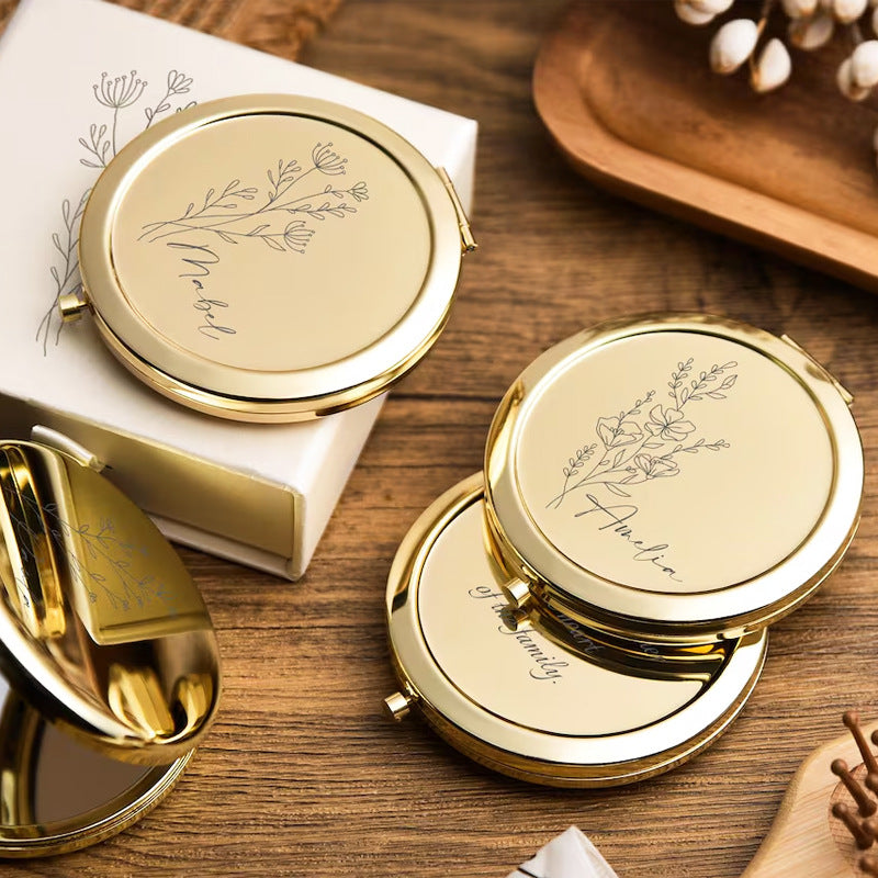 Personalized Compact Mirror with Engraving Custom Makeup Mirror Foldable Pocket Mirror