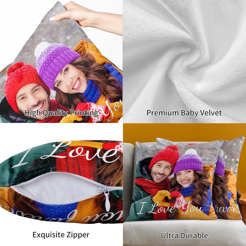 Custom Pillow with Picture & Text, Two-Sides Velvet（Optional Pillow Insert)