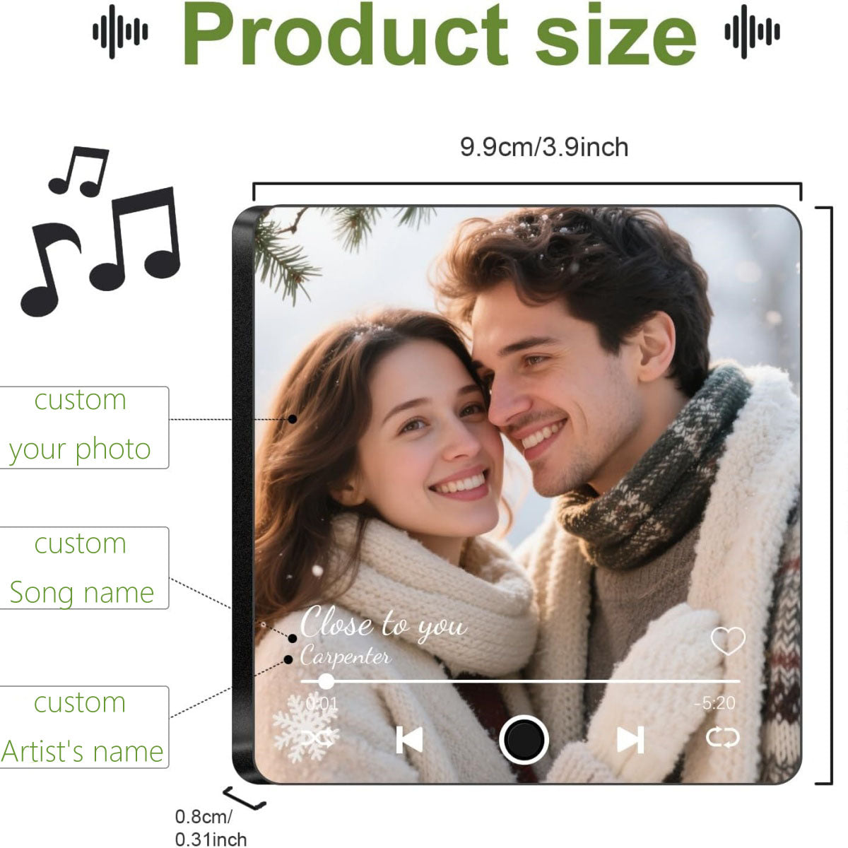 Custom Music Fridge Magnet with Photo