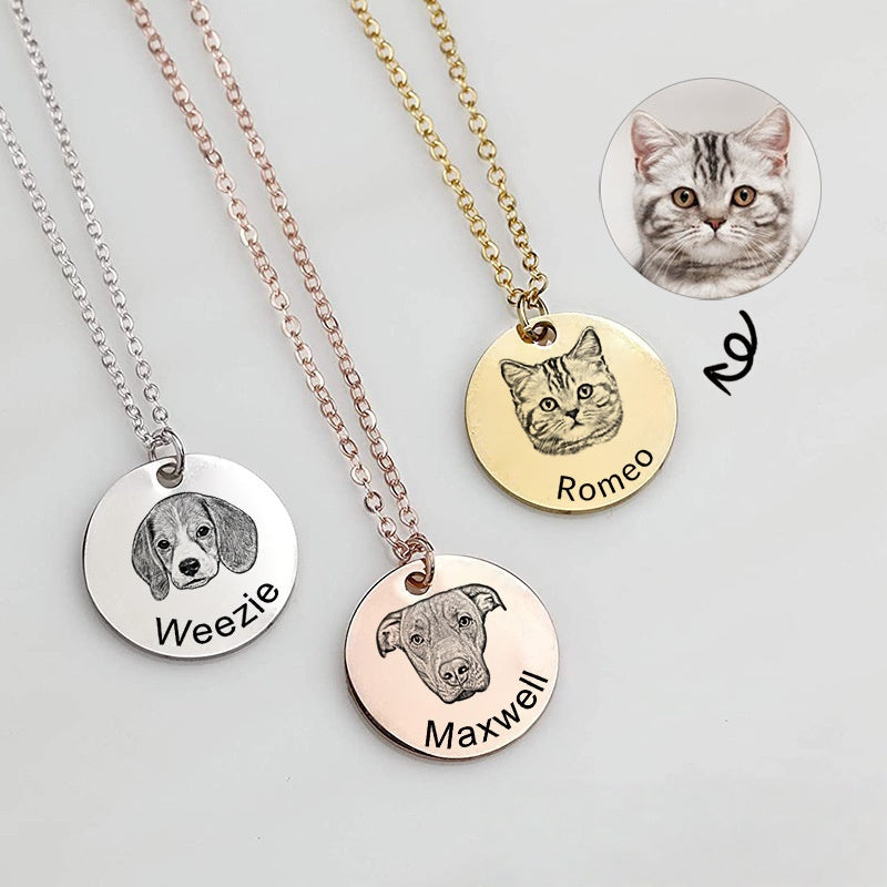 Round Disc Pet Photo Necklace