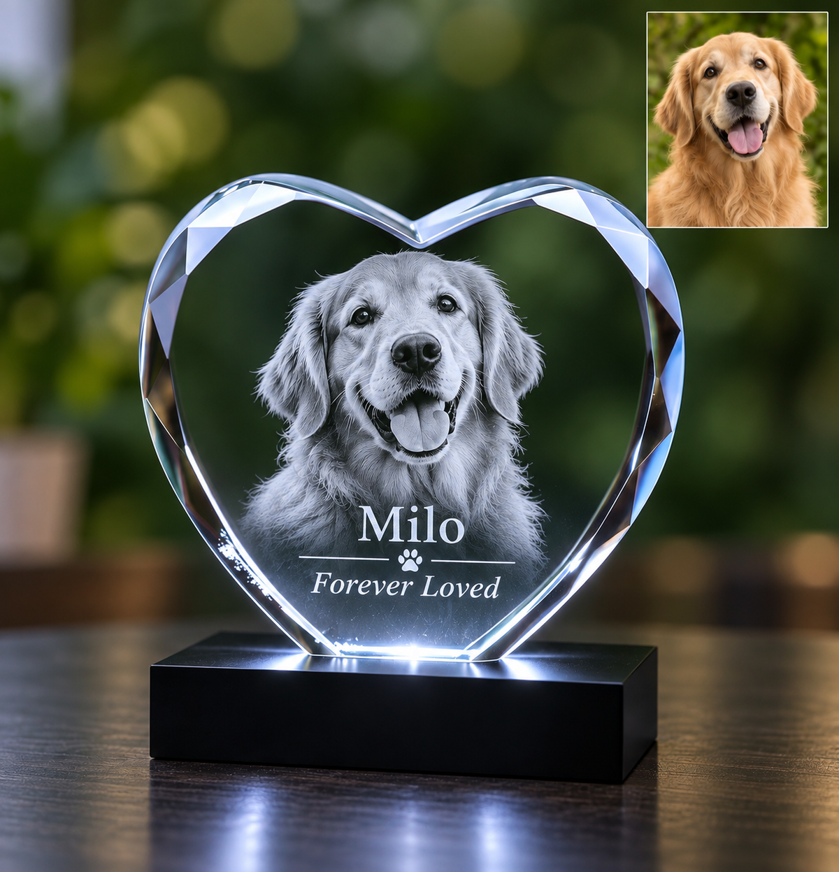 Personalized 3D Engraved Heart Crystal Photo Frame