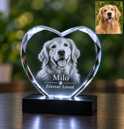 Personalized 3D Engraved Heart Crystal Photo Frame