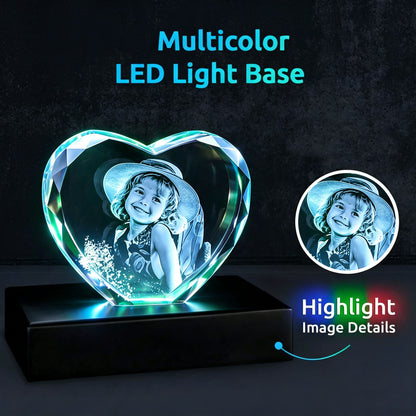 Personalized 3D Engraved Heart Crystal Photo Frame