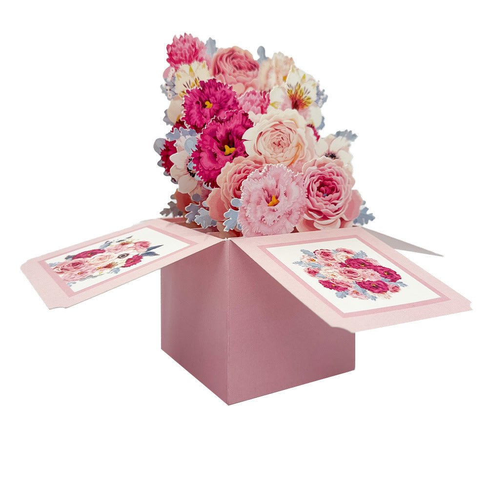 3D Flower Pop Up Box Card, Floral Explosion Box Greeting Card with Envelope