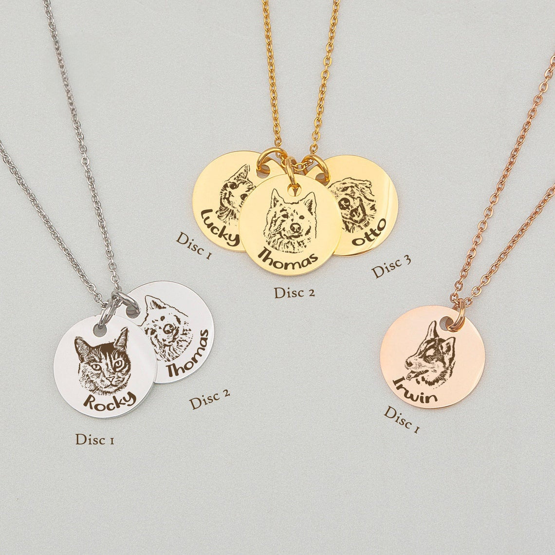 Round Disc Pet Photo Necklace