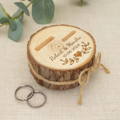 Personalized Wooden Ring Bearer Box Rustic Wood Slice Wedding Ring Holder