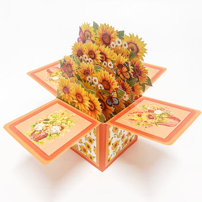 3D Flower Pop Up Box Card, Floral Explosion Box Greeting Card with Envelope