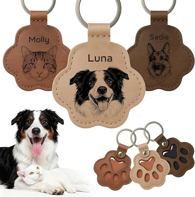 Personalized Engraved Dog Cat Name Keyring Pet Memorial Gift