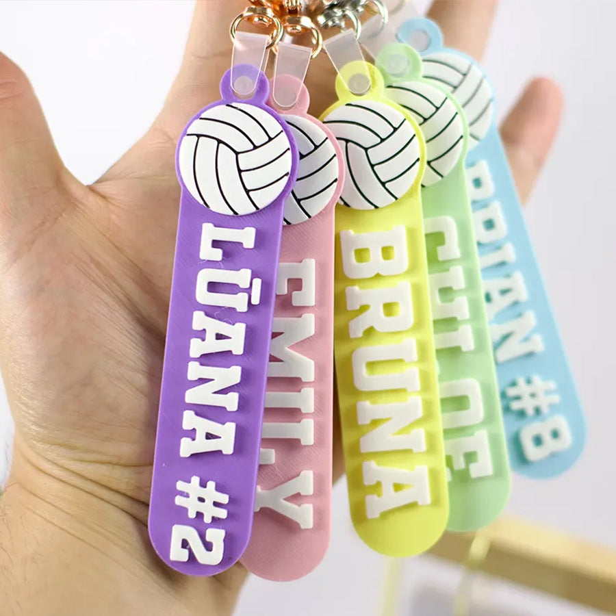Personalized volleyball silicone keychain