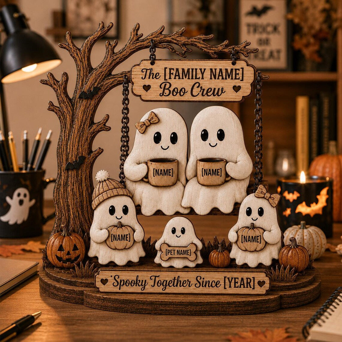 spooky season Halloween mantel decor