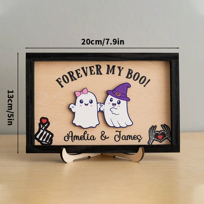 framed wooden sign custom names romantic Halloween decor