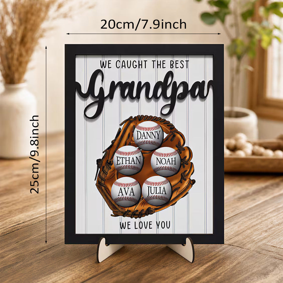 Custom Name Baseball Dad Wooden Frame Sign