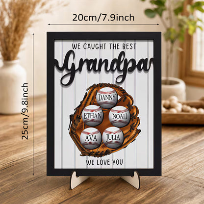 Custom Name Baseball Dad Wooden Frame Sign