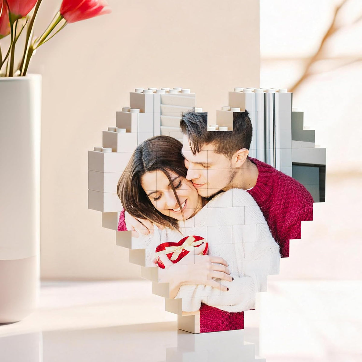 Custom Heart Brick Photo Frame Family Portrait 