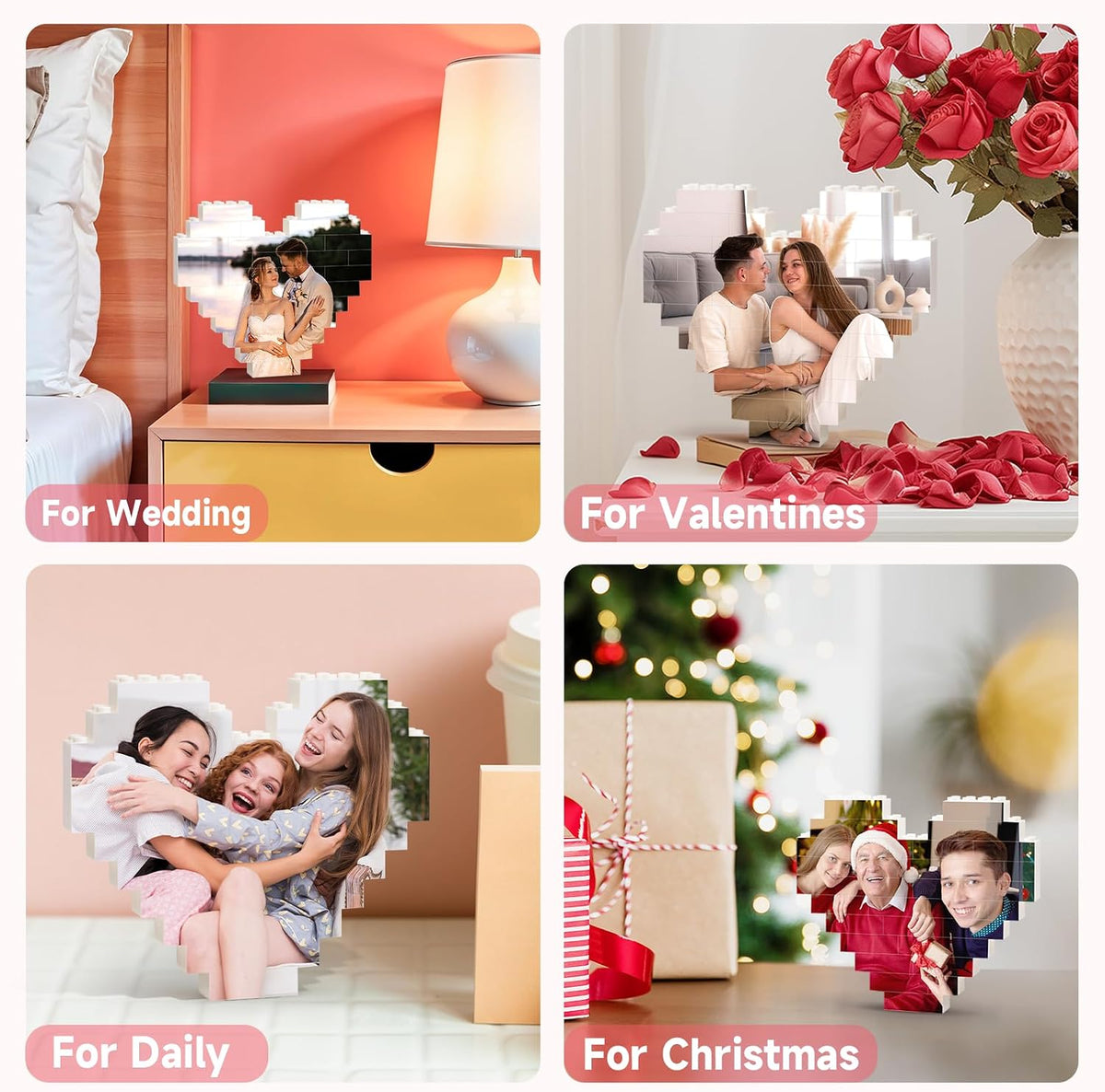 Personalized Heart Brick Photo Frame for Wedding