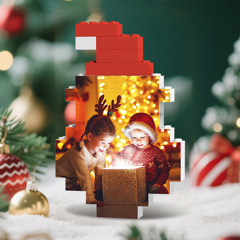 Santa Shape Building Block Photo Frame