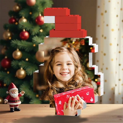 Custom Santa Hat Building Block Photo Frame Personalized Christmas