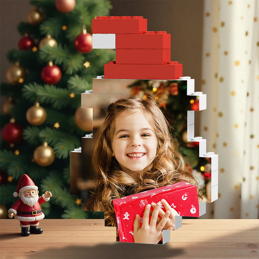 Custom Santa Hat Building Block Photo Frame Personalized Christmas