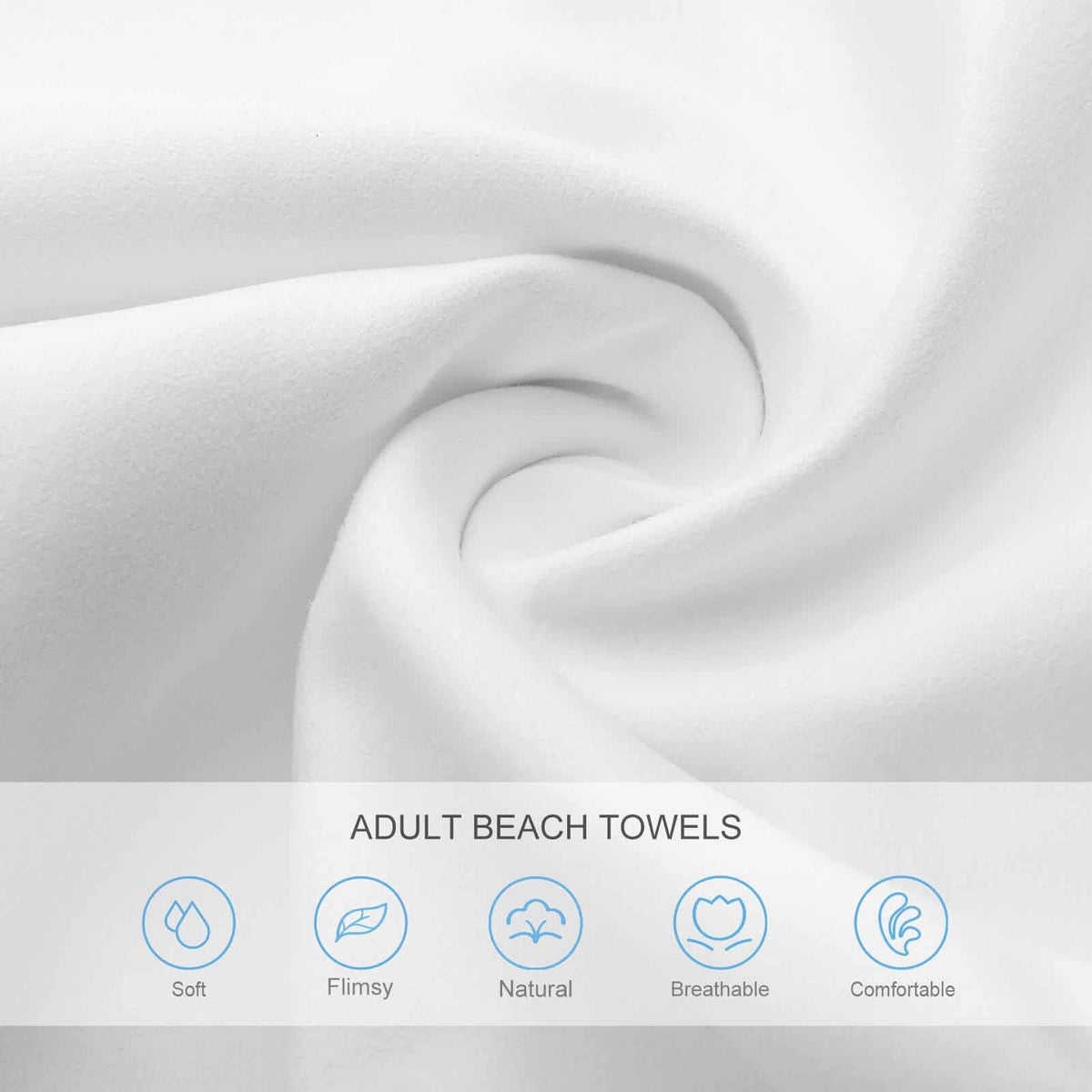 Ultra soft smooth microfiber polyester fabric close-up, skin-friendly breathable material for custom personalized printed beach pool towels