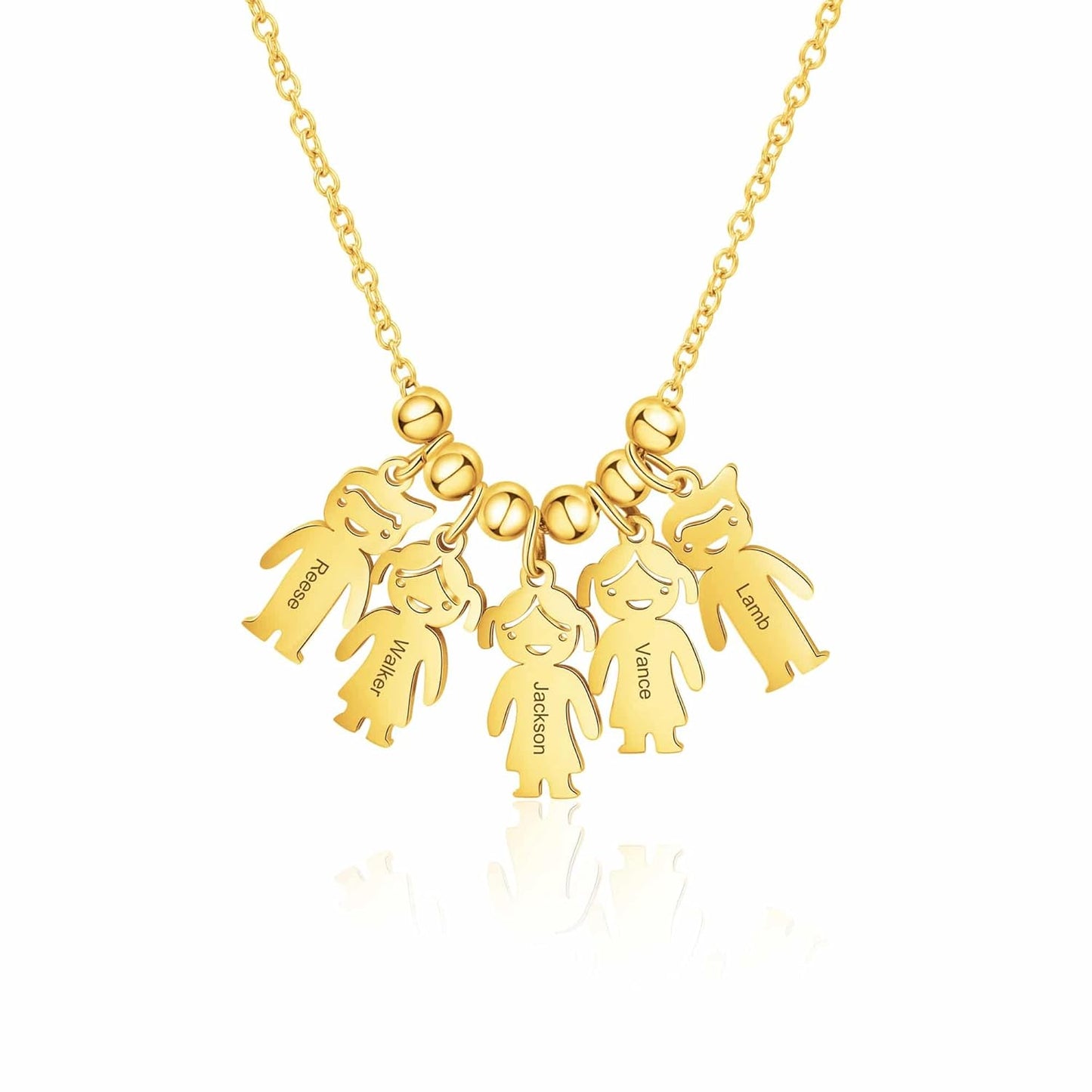 Multi kid outline silhouette custom gold family necklace engraved sentimental jewelry