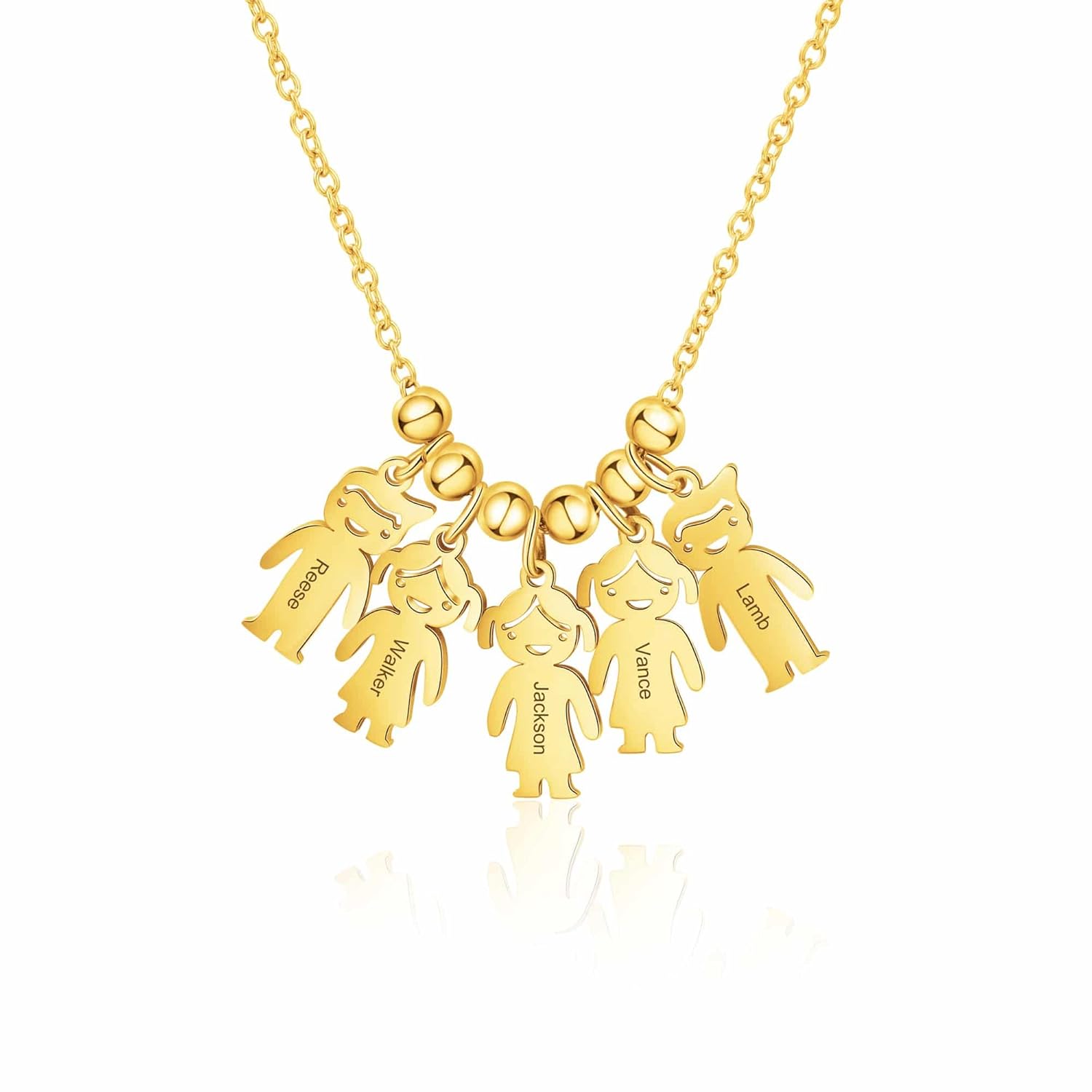 Multi kid outline silhouette custom gold family necklace engraved sentimental jewelry