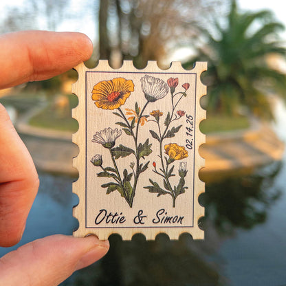Multiple flower style wooden stamp fridge magnet wedding souvenir options