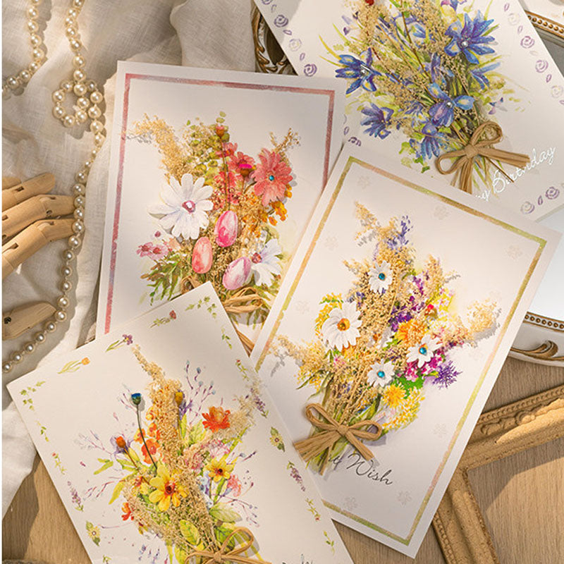Collection of handmade pressed dried flower greeting cards