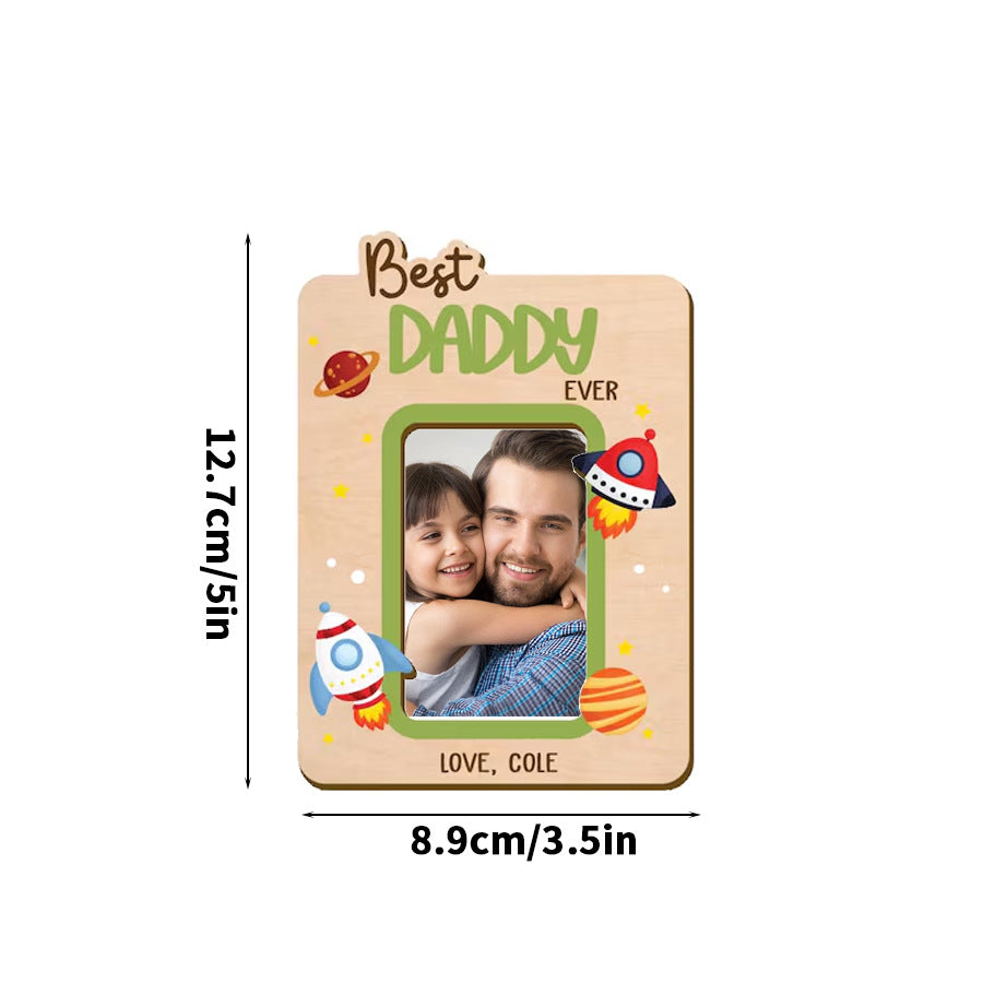 Best Daddy dinosaur cartoon wooden photo frame fridge magnet