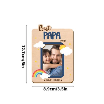 Best Papa rainbow cloud wooden photo fridge magnet