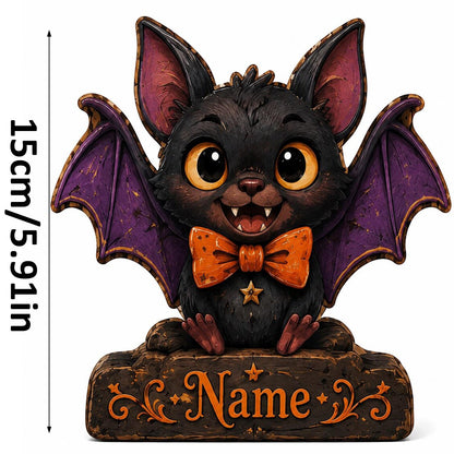 cat witch hat custom name Halloween wooden sign