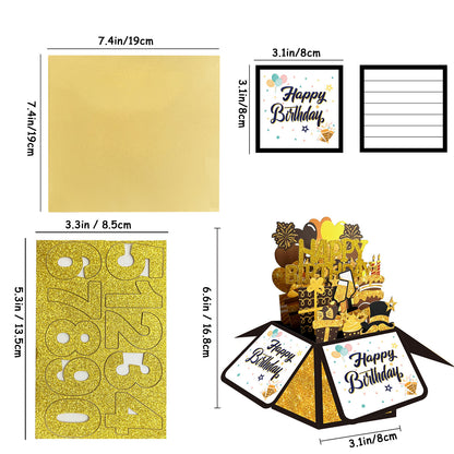 Black Gold Pop Up Explosion Box Card Parts Display