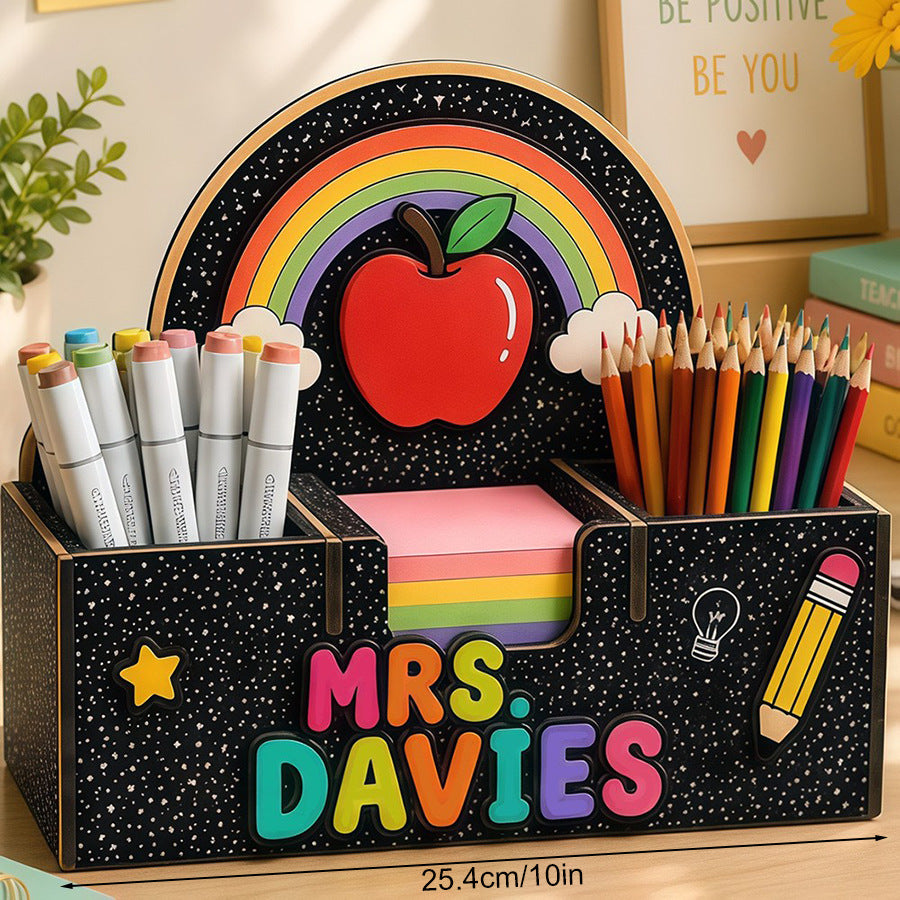 personalized teacher wooden desk organizer