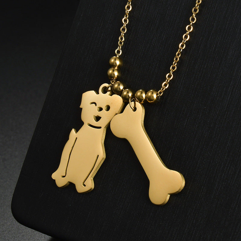 Custom family necklace boy silhouette with dog bone charm fur baby mom jewelry