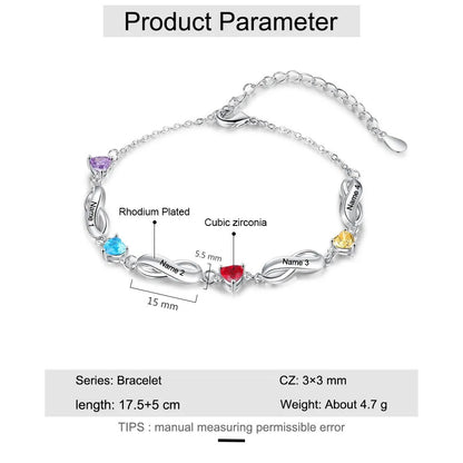 Official parameter and size measurement diagram of silver plated brass engraved heart zircon bracelet